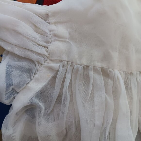Vintage Baby Dress 1950's Sheer White Ruffled Shell Buttons & Delicate Design - Picture 8 of 10